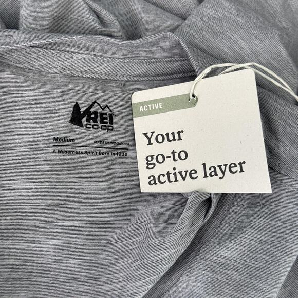 REI Active Pursuits Shirt Mens Medium Long Sleeve UPF 50 Thumbholes Gray NEW - Picture 3 of 12